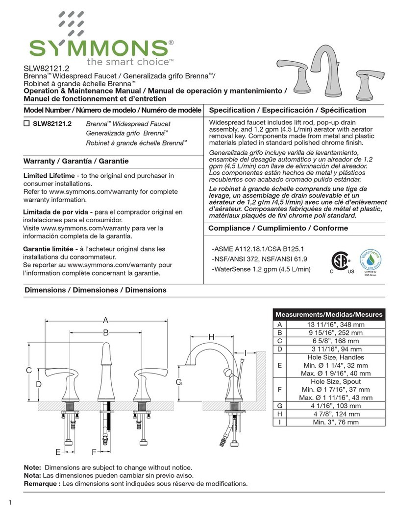 Symmons Brenna SLW82121.2 Operation & maintenance manual