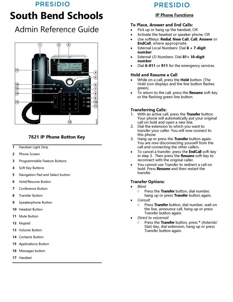 PRESIDIUM 7821 Admin Reference Guide