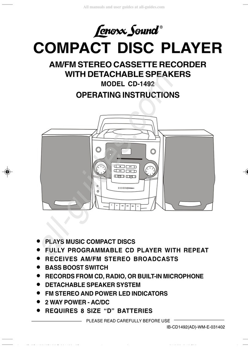 Lenoxx Sound CD-1492 operating instructions