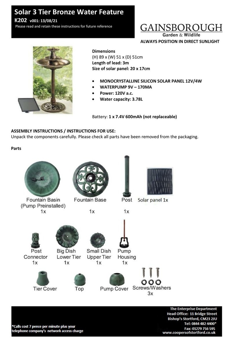 Gainsborough Solar 3 Tier Bronze Water Feature User manual