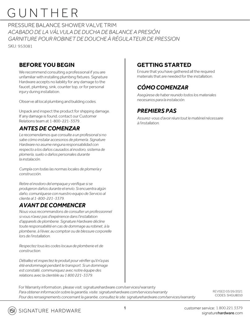 Signature Hardware GUNTHER 953081 installation instructions