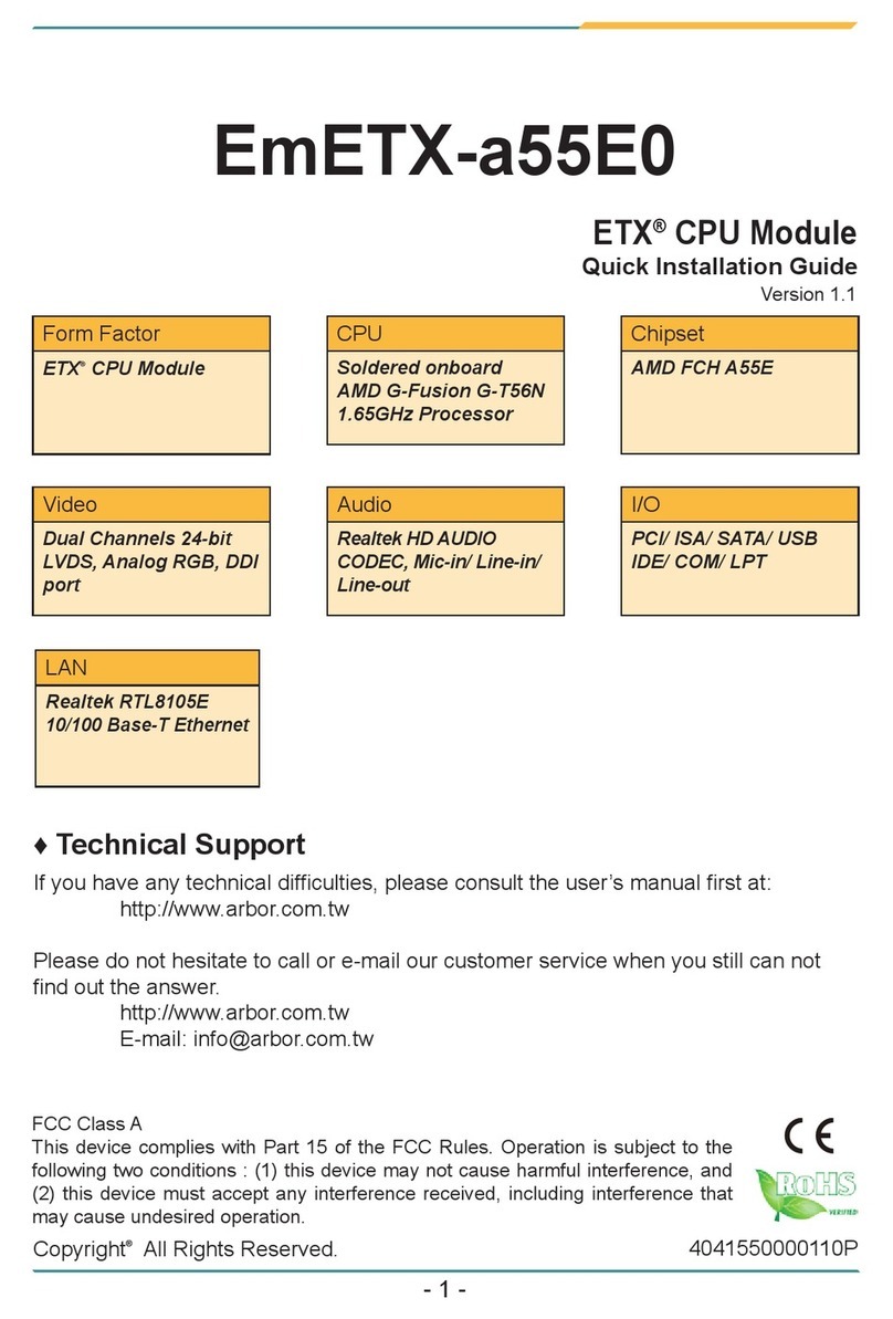 Arbor Technology EmETX-a55E0 User manual