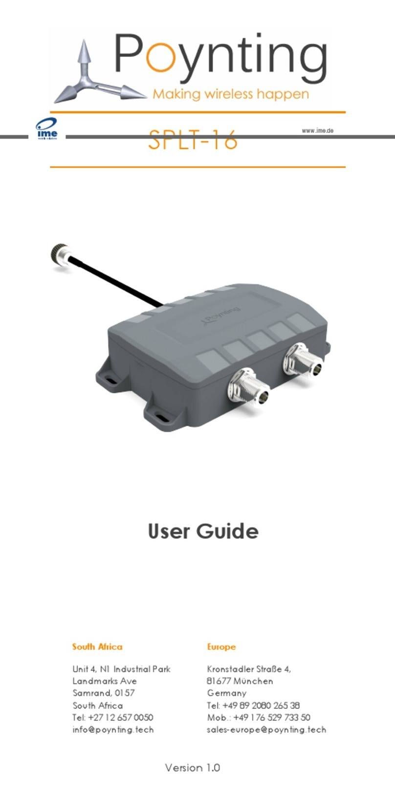 Poynting SPLT-16 User manual