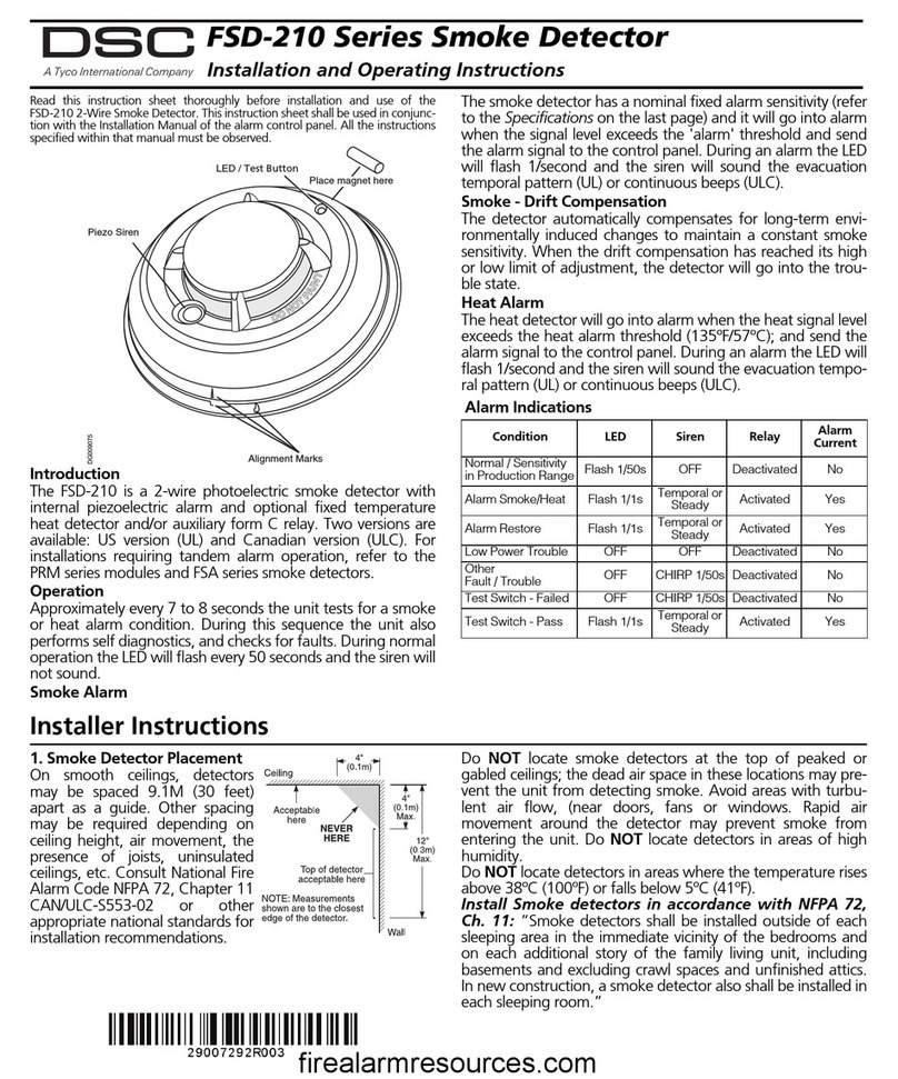 Tyco DSC FSD-210 Series User manual Tyco DSC FSD-210 Series User manual