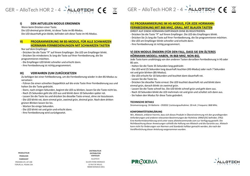 Proxima AlloTech HOR 2 quick start guide