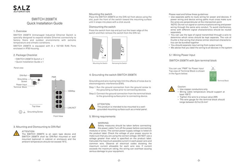 SALZ SWITCH 2008TX Quick installation guide