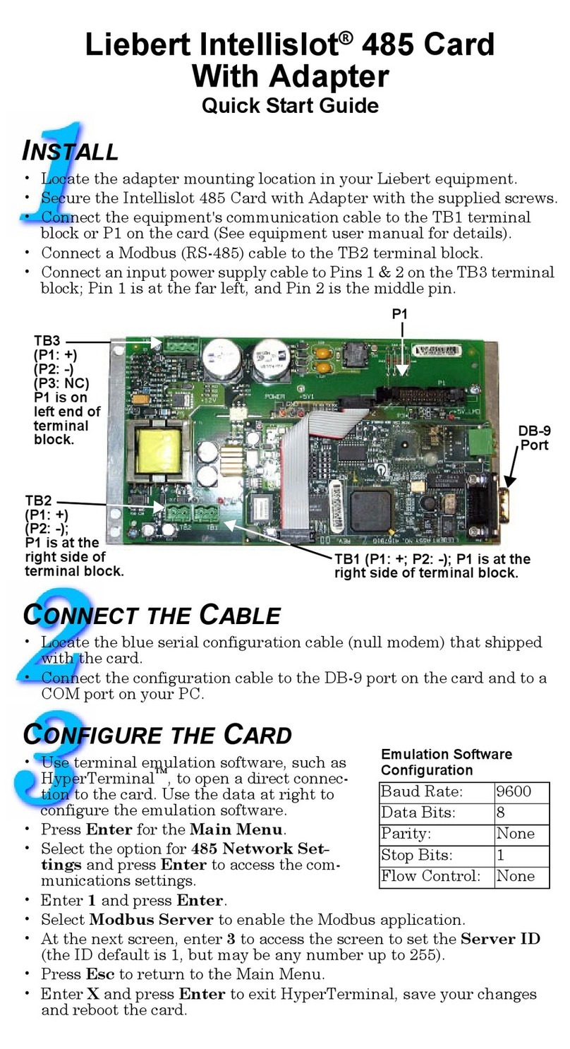Emerson Network Power Liebert Intellislot 485 quick start guide