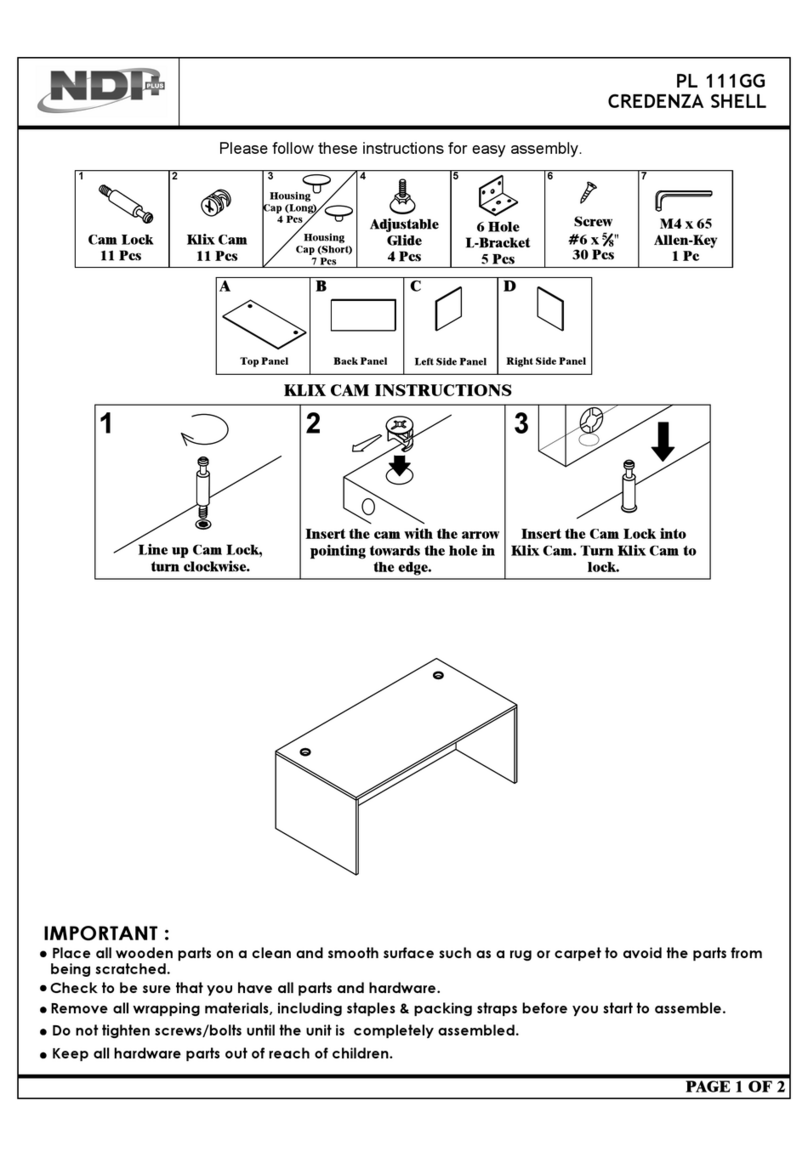 NDI CREDENZA SHELL PL 111GG quick start guide