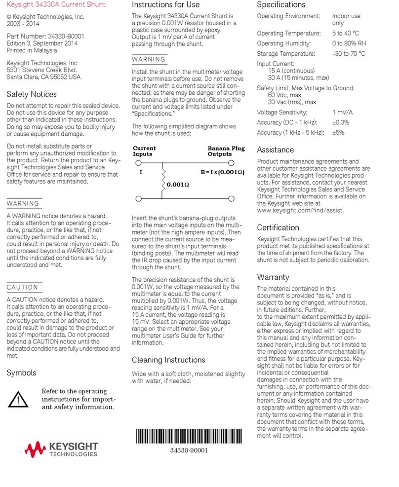 Keysight Technologies 34330A quick start guide