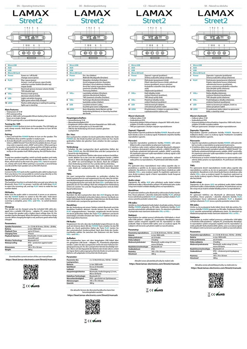 LAMAX Street2 User manual