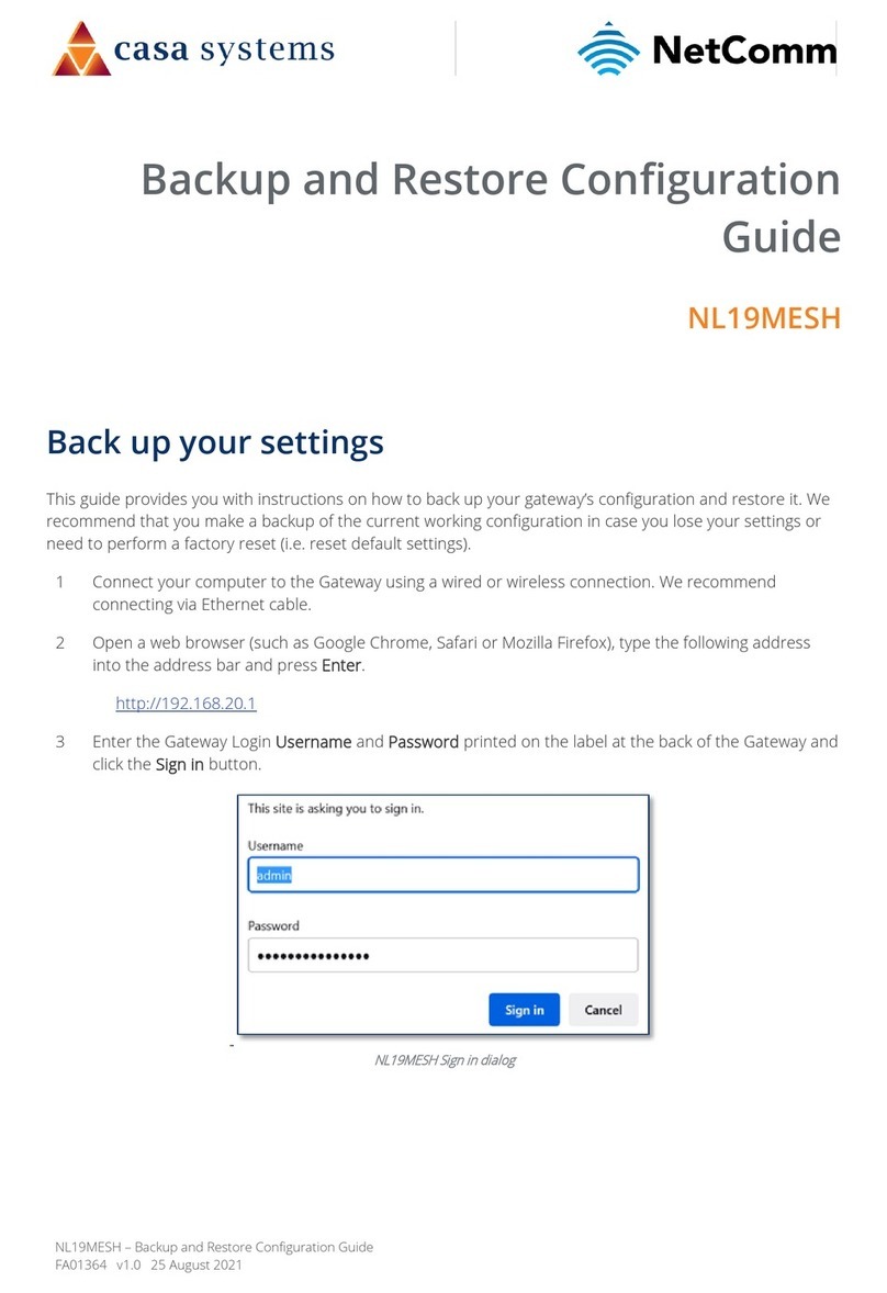 Casa Systems NetComm CloudMesh NL19MESH Backup and Restore Configuration Guide