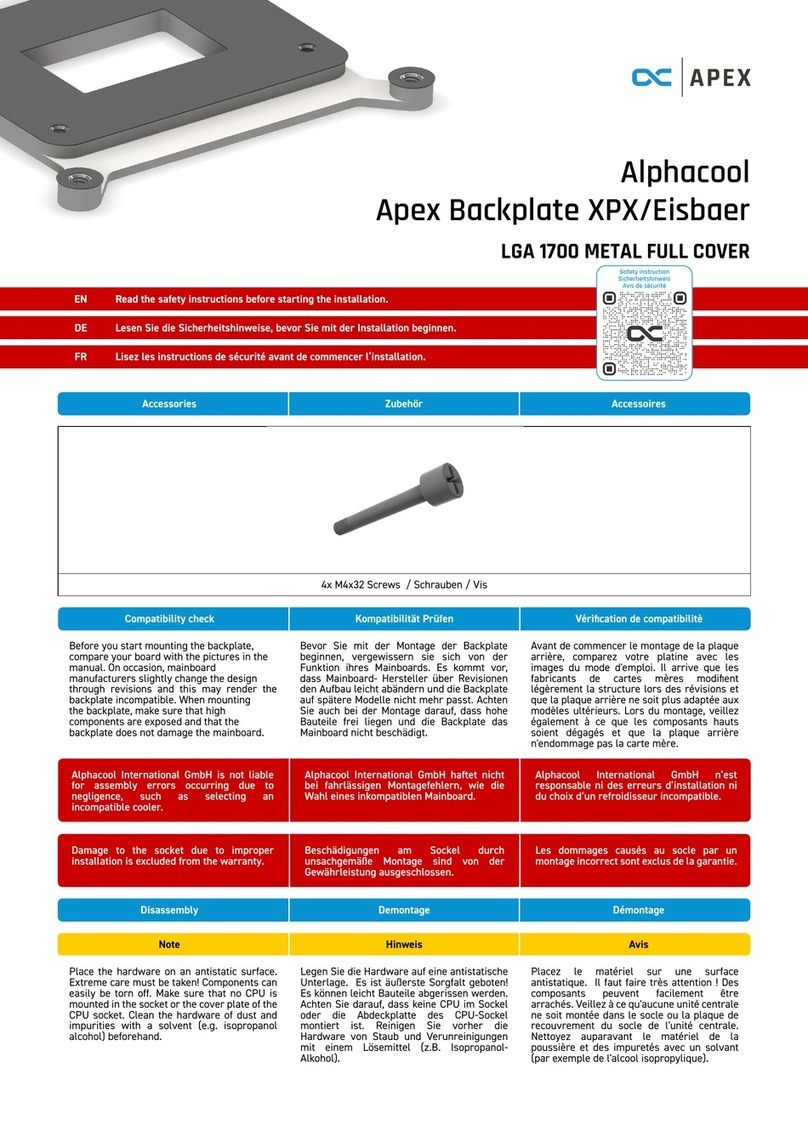Alphacool Apex Backplate XPX/Eisbaer User manual