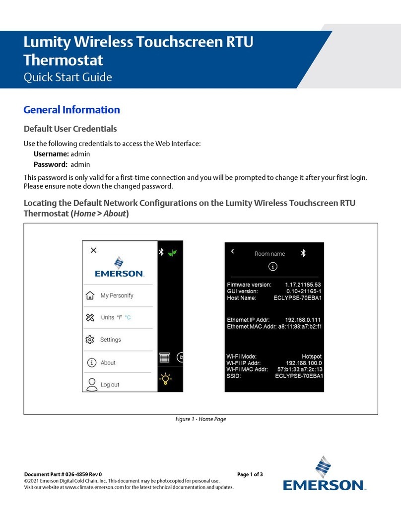 Emerson Lumity Wireless Touchscreen RTU Thermostat User manual