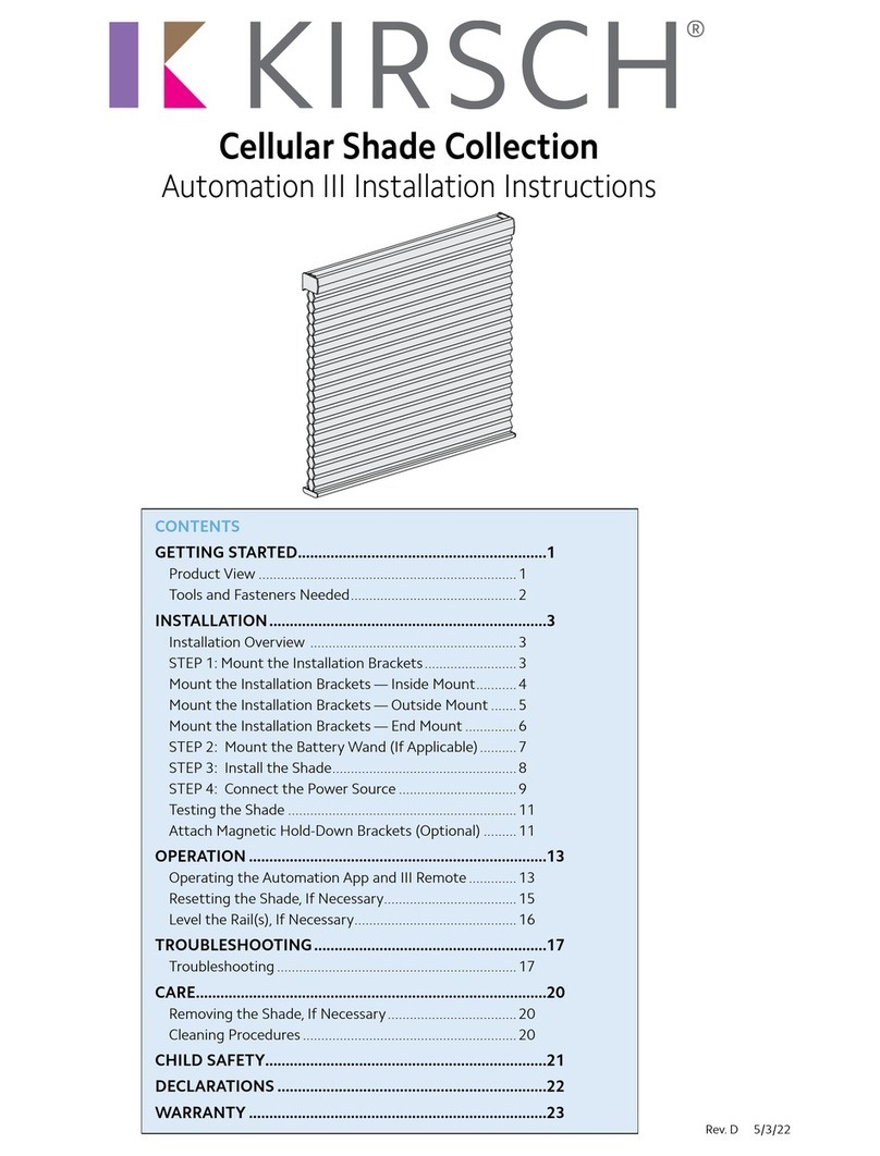 Kirsch Cellular Shade Series User manual