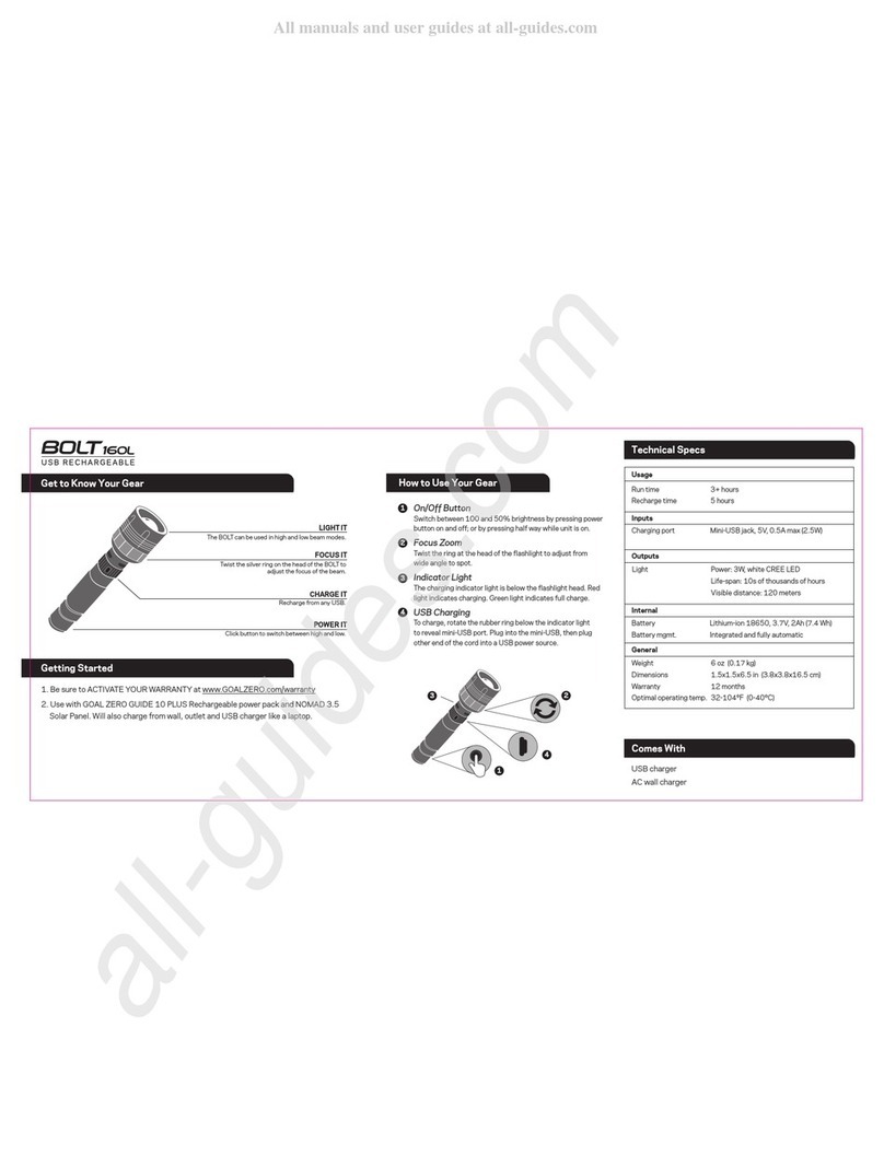 GOAL ZERO BOLT 160L User manual GOAL ZERO BOLT 160L User manual