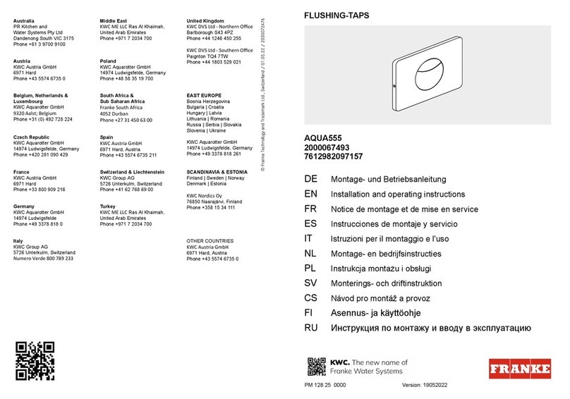 Franke AQUA555 Installation and operating instructions Franke AQUA555 Installation and operating instructions