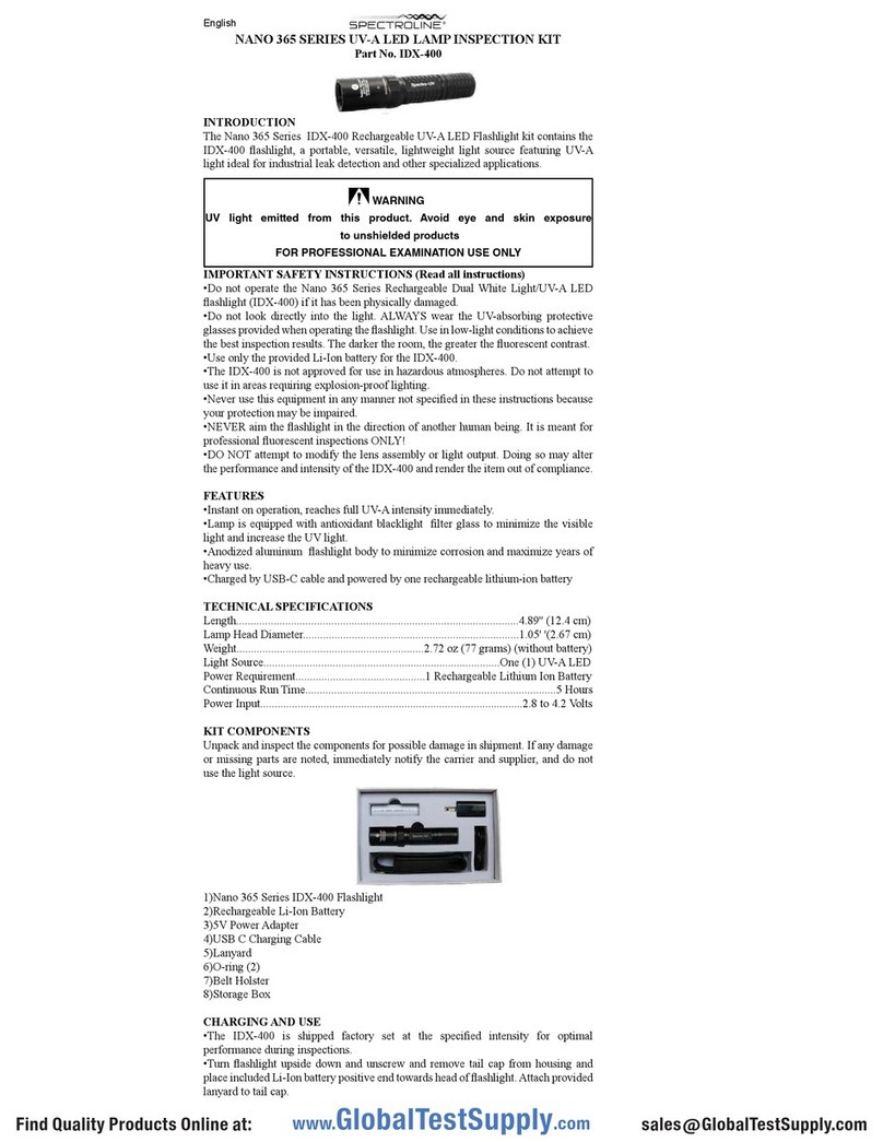 Spectroline NANO 365 Series quick start guide Spectroline NANO 365 Series quick start guide