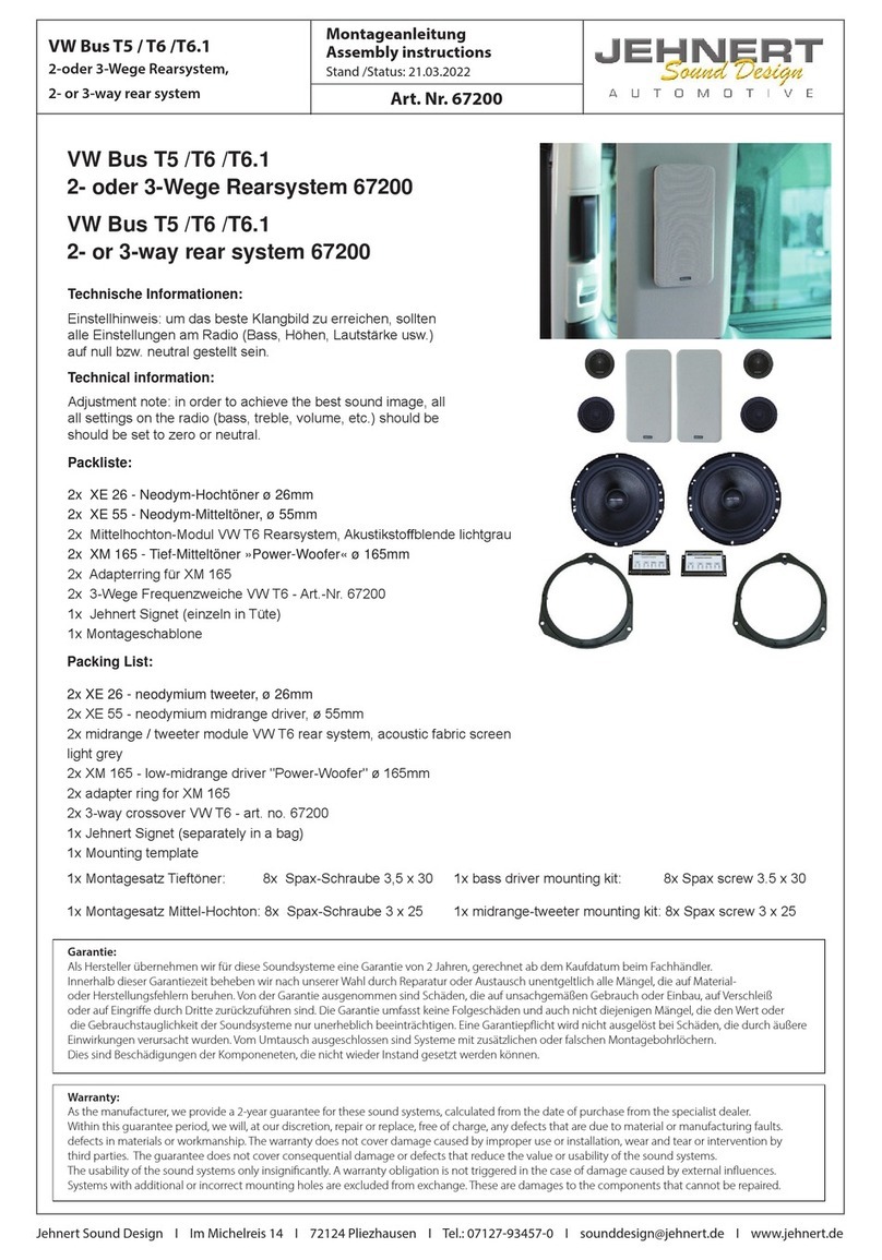 JEHNERT SOUND DESIGN VW T5 Assembly instructions