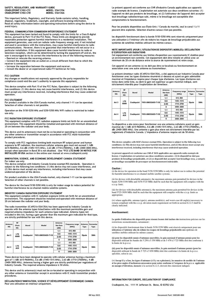Cradlepoint E102-C7C User manual