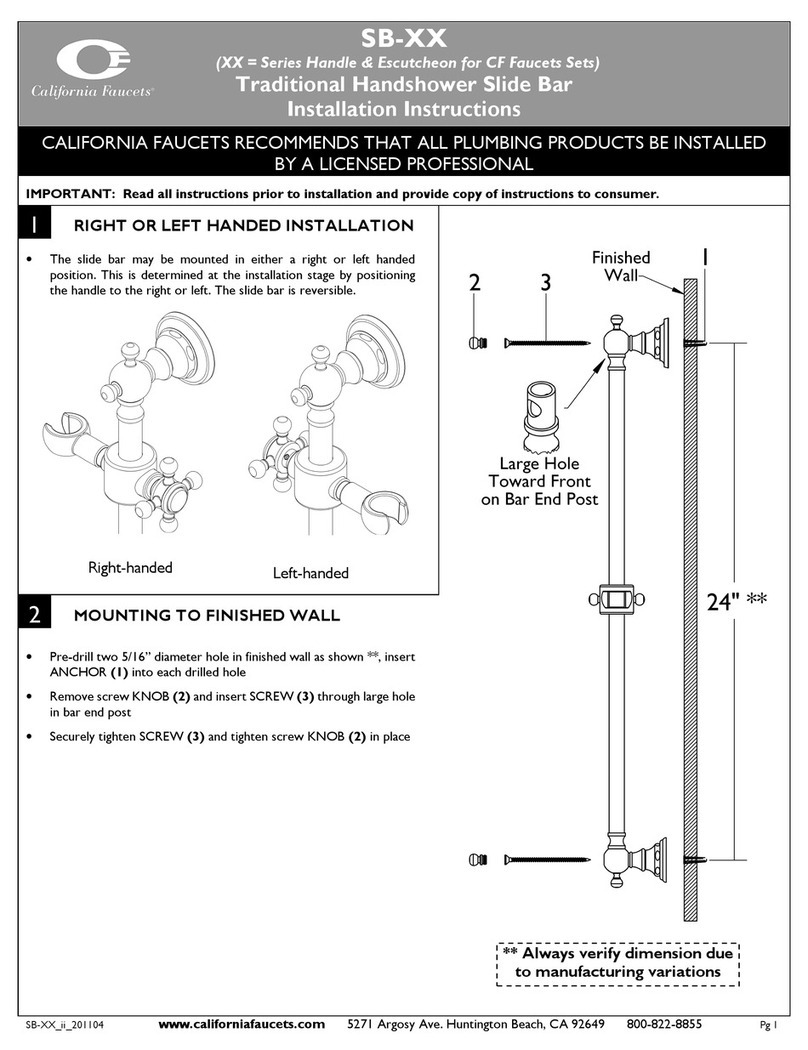 California Faucets SB Series User manual California Faucets SB Series User manual