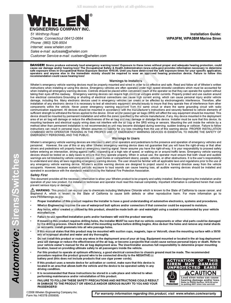 Whelen Engineering Company WPA3FM installation guide