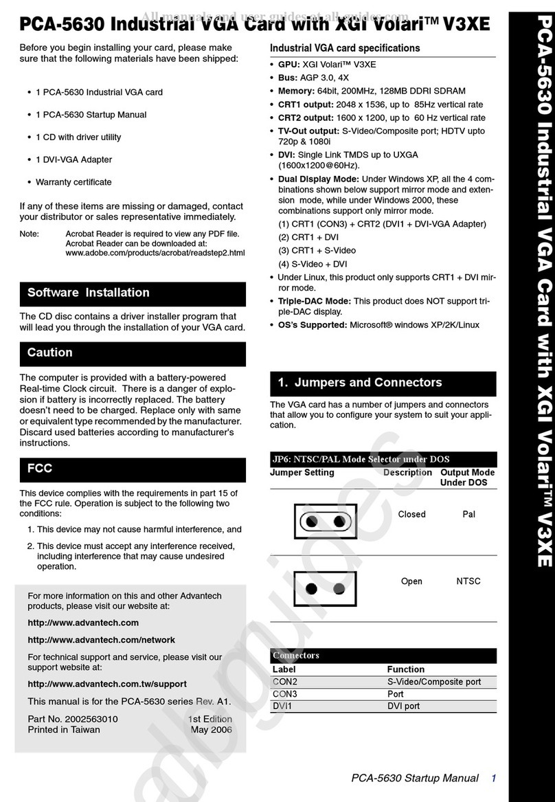 Advantech PCA-5630 Startup manual