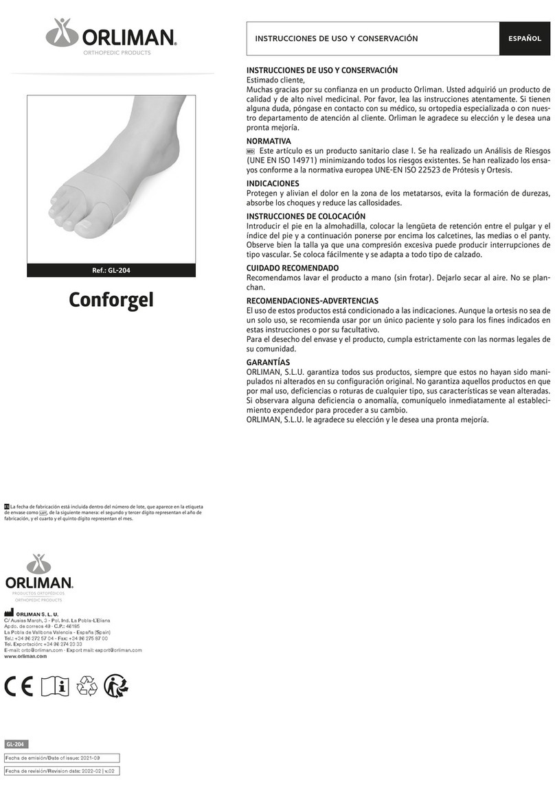Orliman CONFORGEL GL-204 Operation instructions