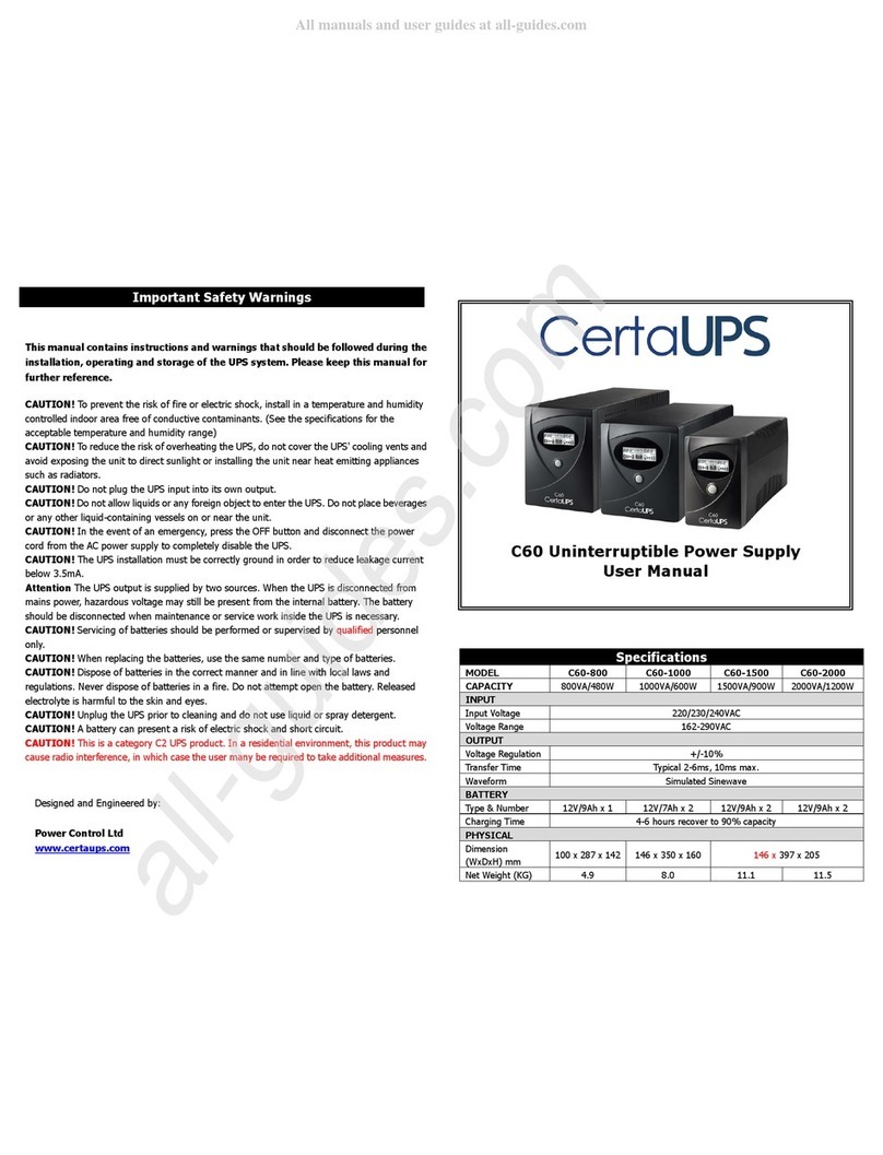 CertaUPS C60-800 user manual
