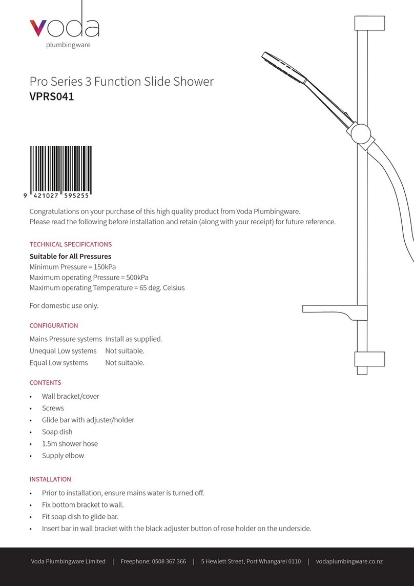 Voda Plumbingware Pro 3 Series quick start guide