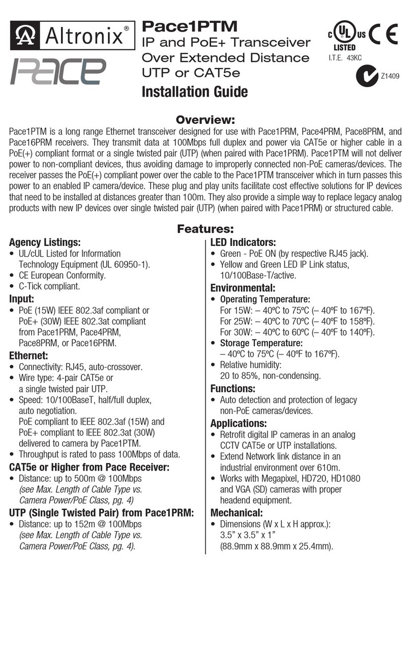 Altronix Pace1PTM User manual