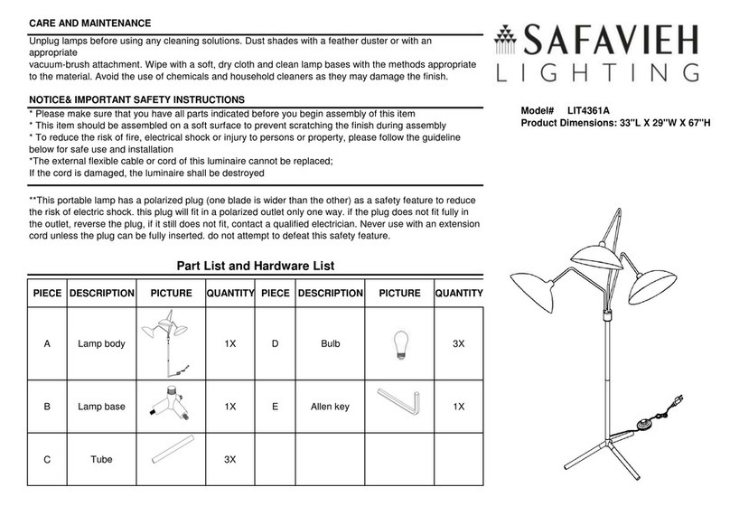 Safavieh LIT4361A quick start guide Safavieh LIT4361A quick start guide