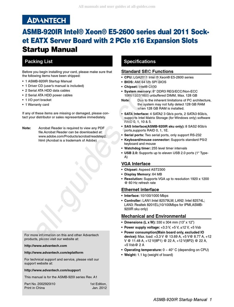 Advantech ASMB-920IR Startup manual