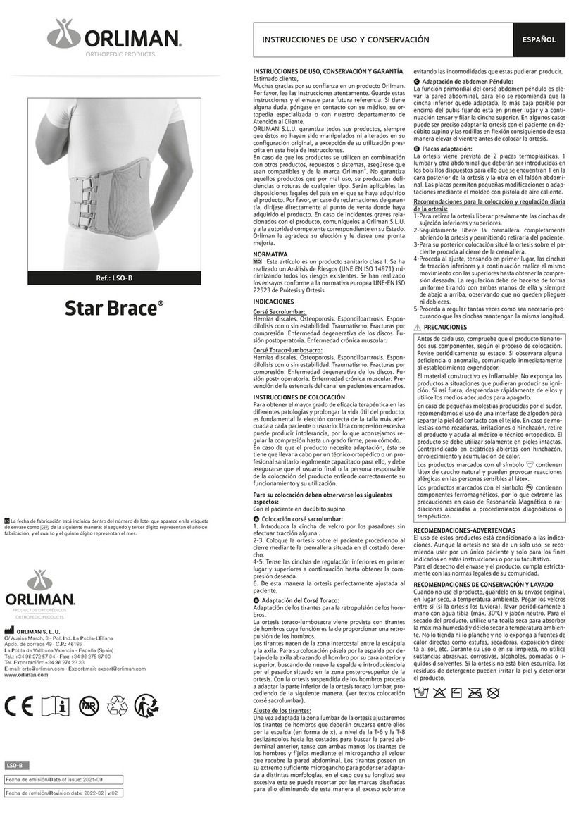 Orliman STAR BRACE LSO-B Use and maintenance instructions