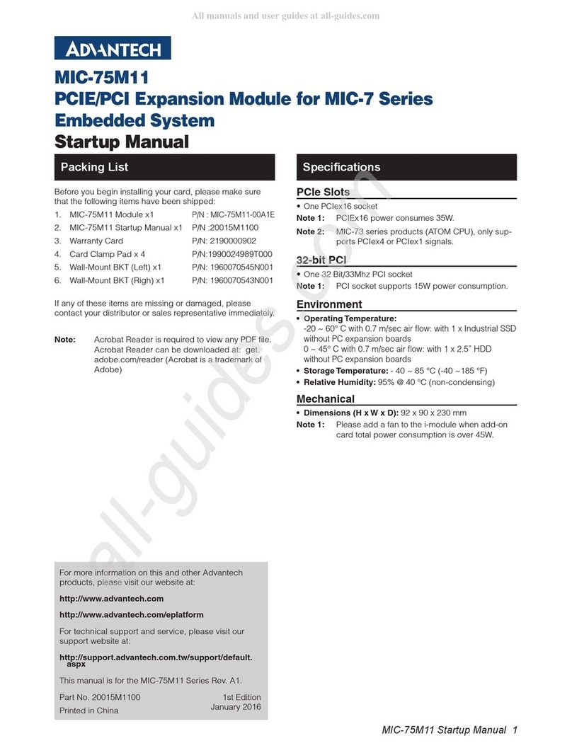 Advantech MIC-75M11 Installation and operation manual