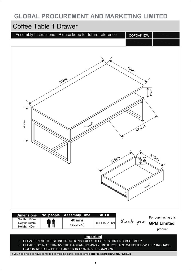 GPM Oakmere COFOAK1DW Assembly instructions