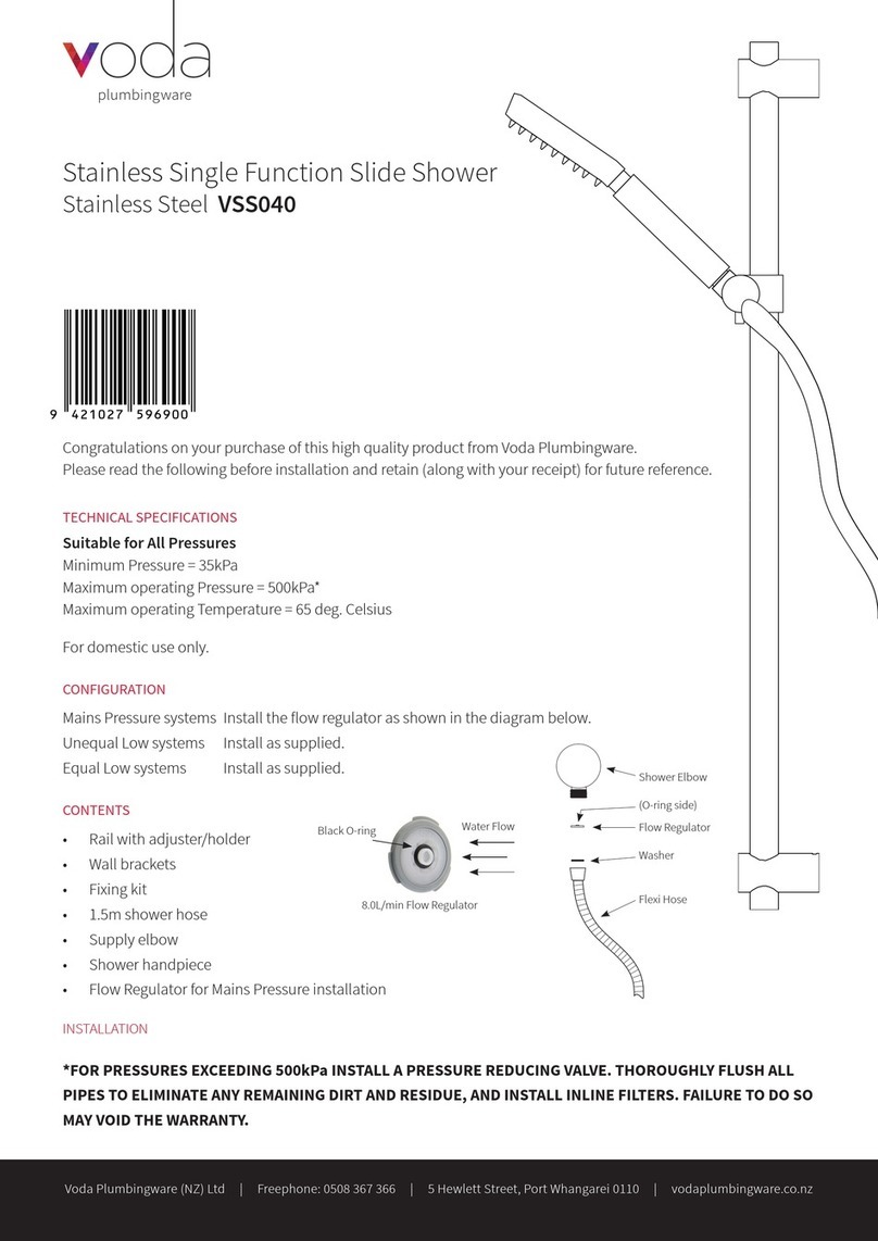 Voda Plumbingware VSS040 Instructions & warranty