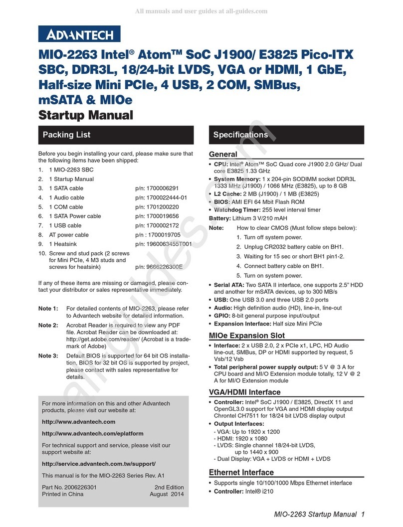 Advantech MIO-2263 Startup manual