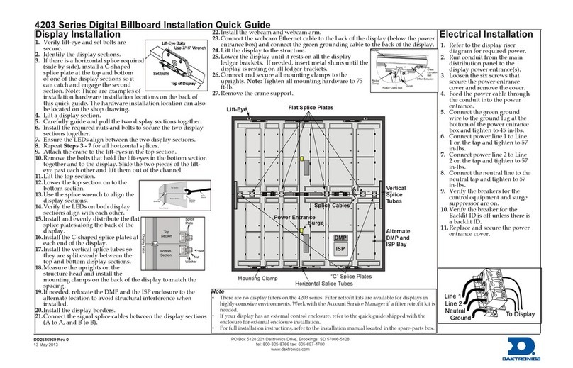 Daktronics 4203 Series Installation quick guide