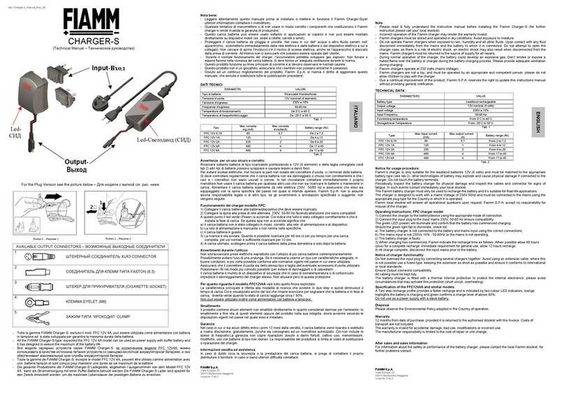 Fiamm CHARGER-S Technical manual