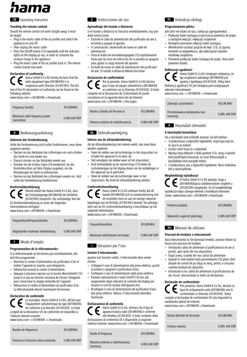 Hama 00186436 operating instructions