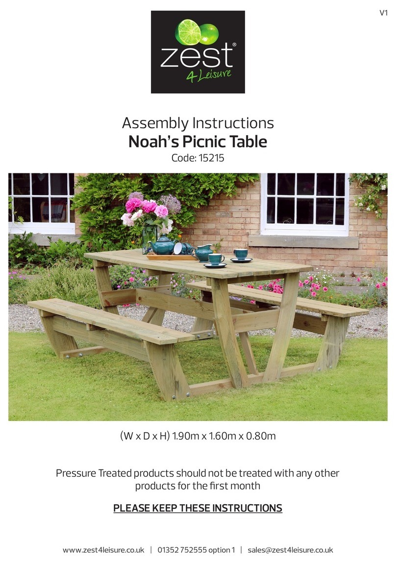 Zest 4 Leisure Noah's Picnic Table 15215 User manual Zest 4 Leisure Noah's Picnic Table 15215 User manual
