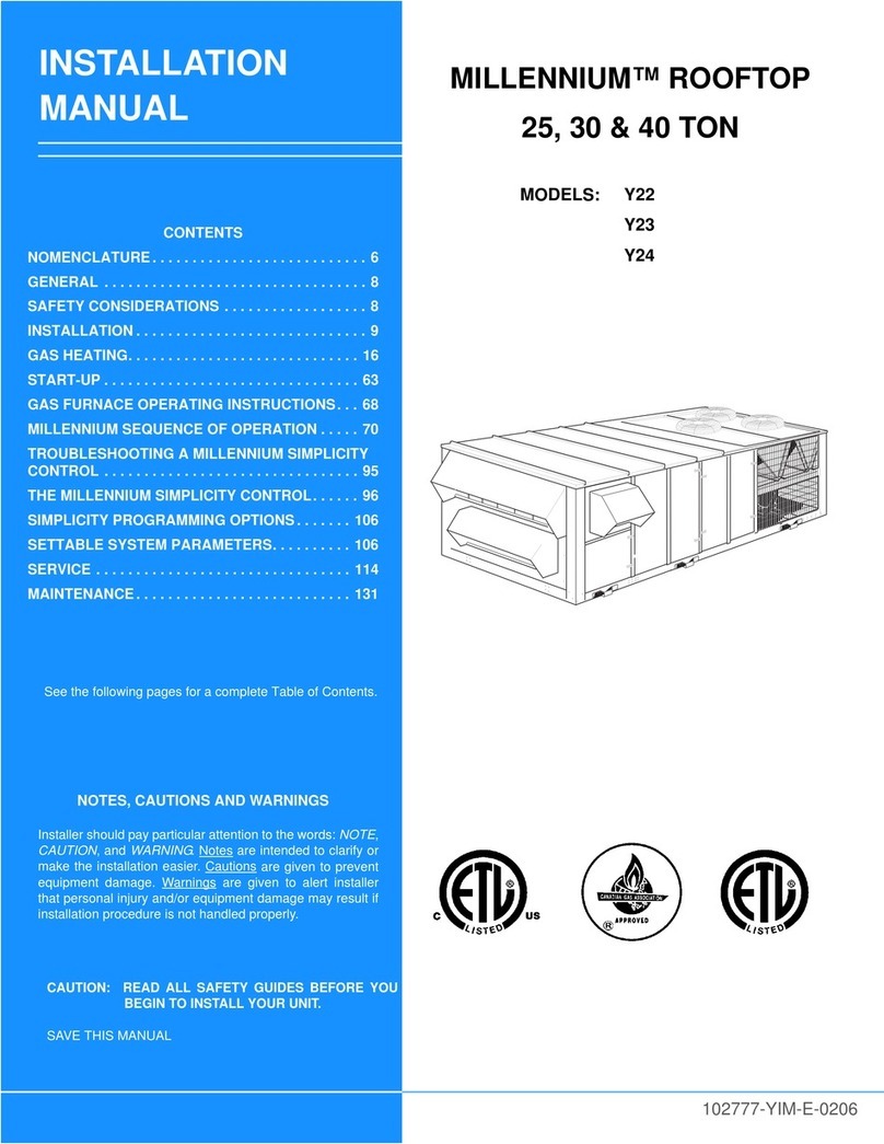 York MILLENNIUM Y22 User manual