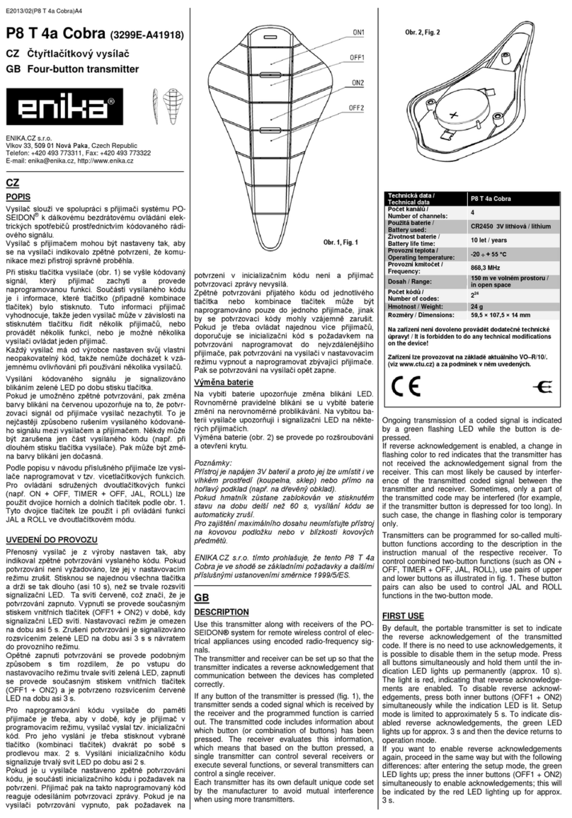 enika P8 T 4a Cobra quick start guide