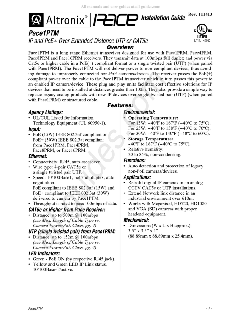 Altronix Pace1PTM User manual