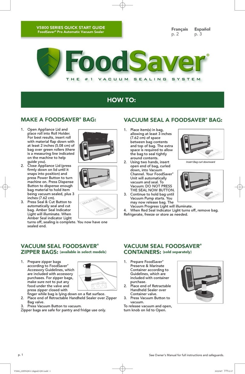 FoodSaver V5800 Series quick start guide
