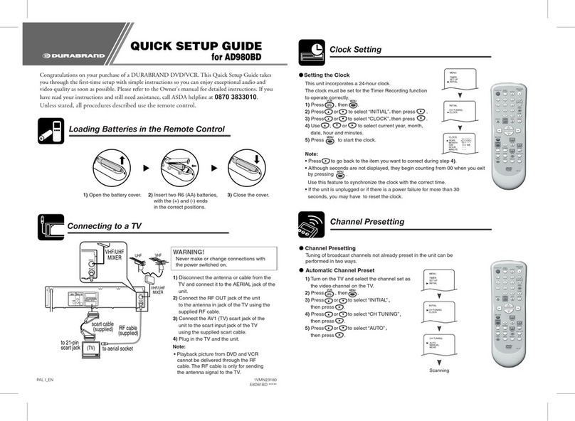 Durabrand AD980BD Quick setup guide