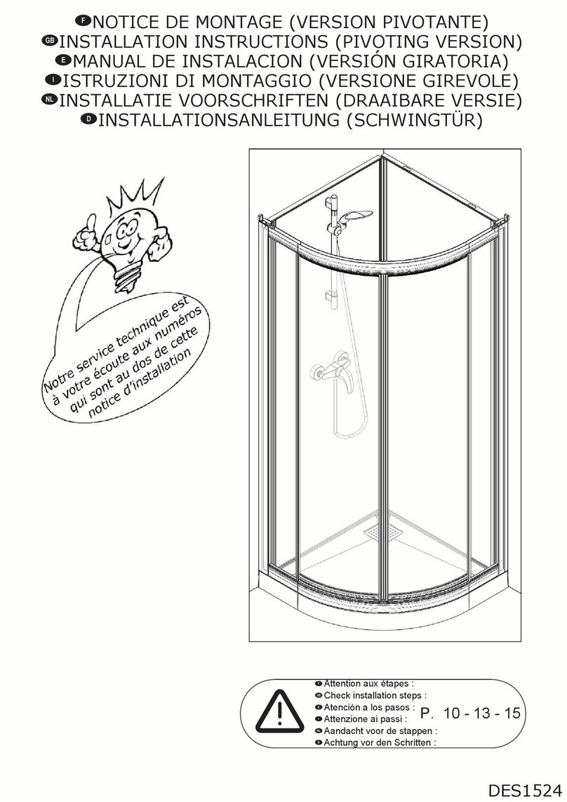 Kinedo Kineprime Glass R80 CA761MTN installation instructions