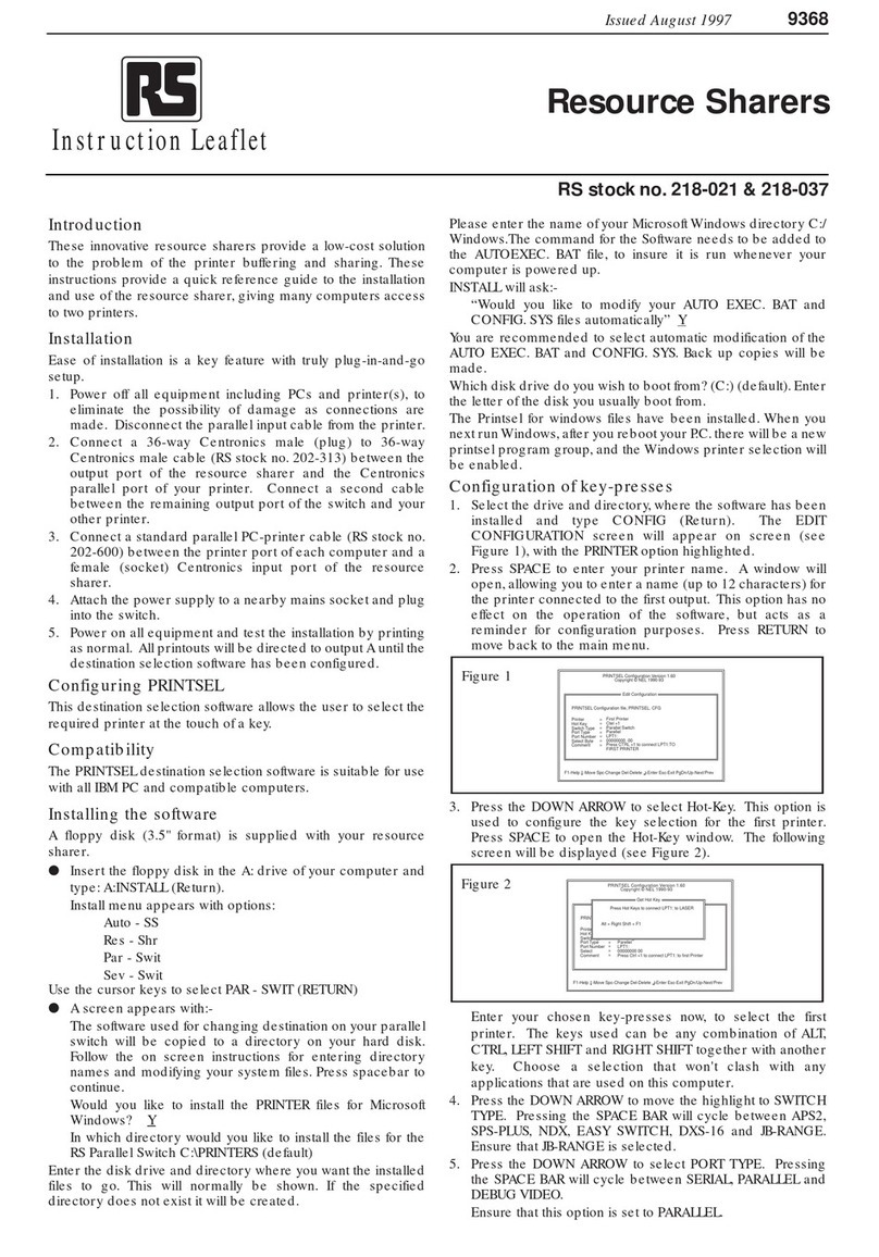 RS Components 218-021 Instruction leaflet