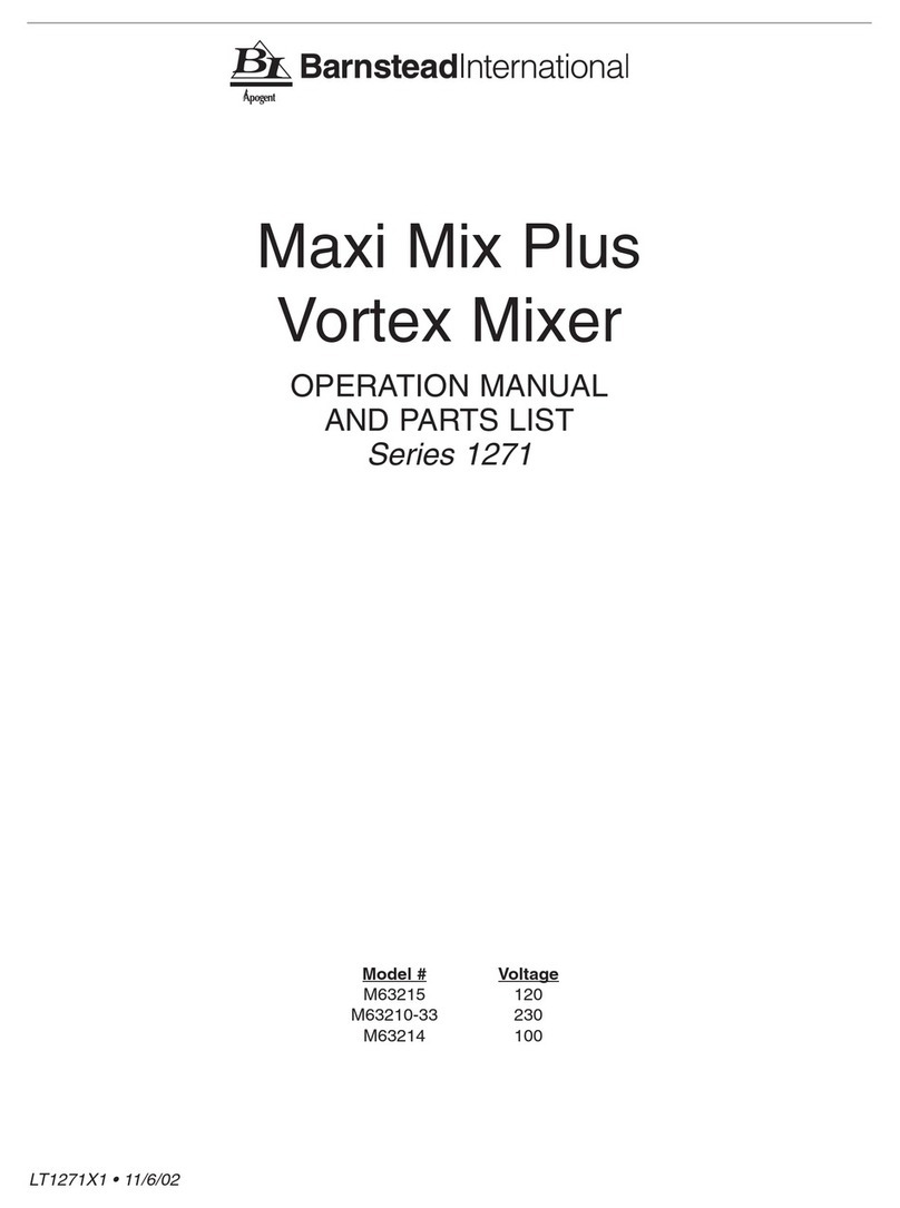 Barnstead International Maxi Mix Plus M63215 Operation manual and parts list Barnstead International Maxi Mix Plus M63215 Operation manual and parts list