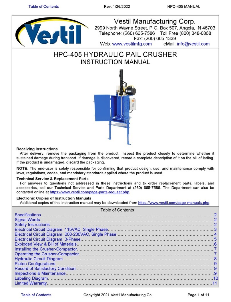 Vestil HPC-405 instruction manual